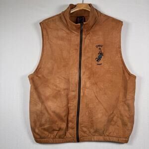 VTG Dagoli Sweater Vest Zipper Kangaroo Pouch Acid Wash Tan Grunge Iconic Sz XL